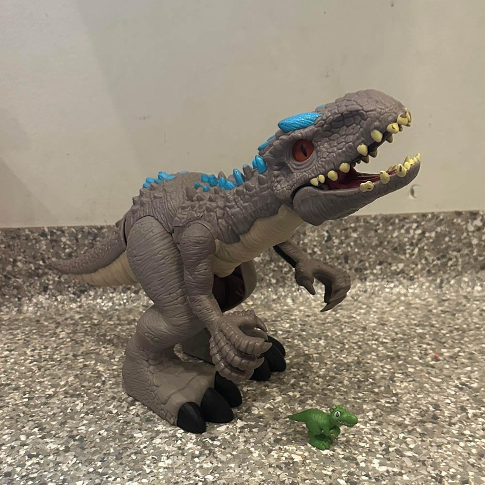 Gray and Blue Dinosaur Toy